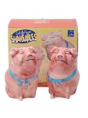 Vintage Alco Pig Salt & Pepper Shakeables NEW Ceramic Shakers 3"